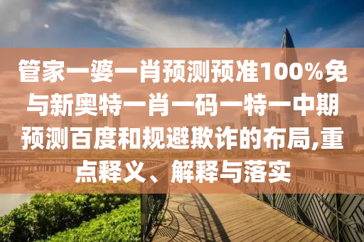 管家一婆一肖预测预准100%免与新奥特一肖一码一特一中期预测百度和规避欺诈的布局,重点释义、解释与落实